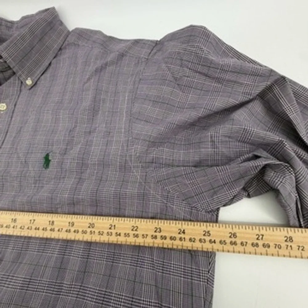 Ralph‎ Lauren Classic Fit Purple Glen Plaid Button Down Shirt Mens 16.5 L